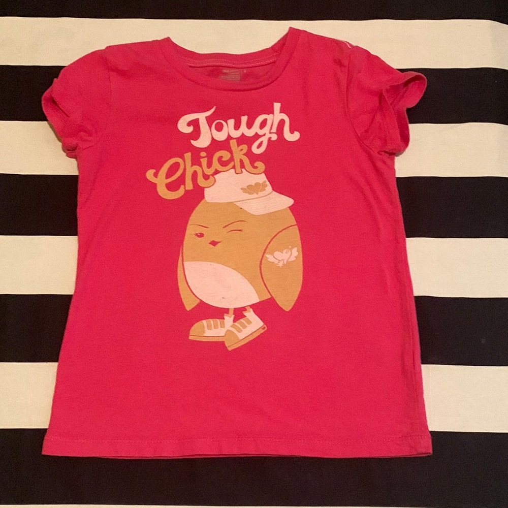 💕💕Adorable pink Old Navy “Tough Chick” girls cap sleeve t-shirt💕💕